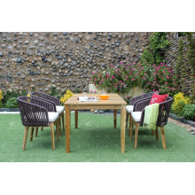 FLORES COLLECTION - Hottest Design Wicker Poly Rattan PE Esstisch und 4 Stühle Gartenmöbel